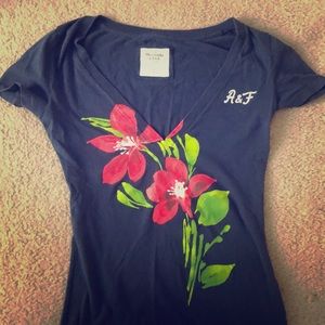 dark blue shirt with flower short sleeve shirt